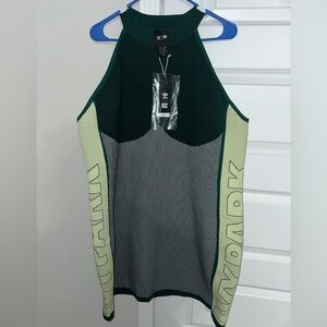Beyoncé Adidas Ivy Park Plus Knit Sleeveless Fitted Dress Green